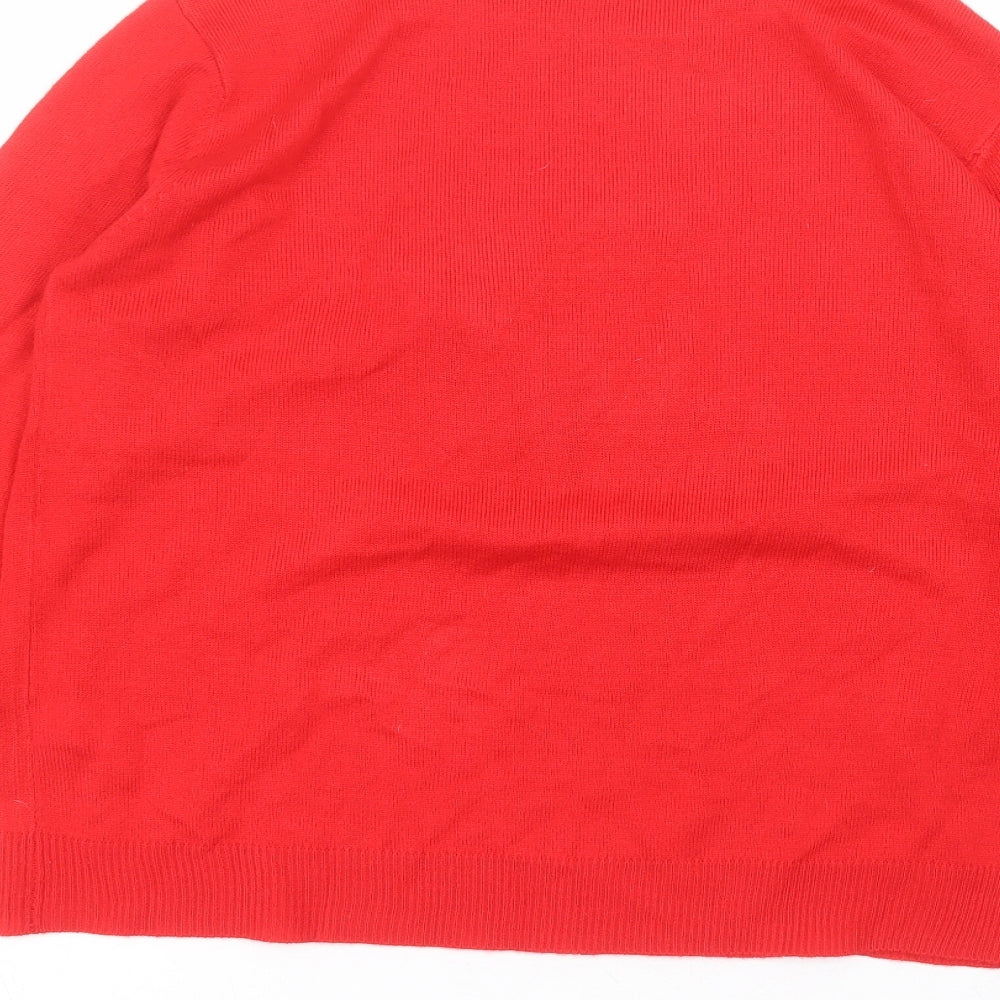 Primark Womens Red Round Neck  Acrylic Pullover Jumper Size M