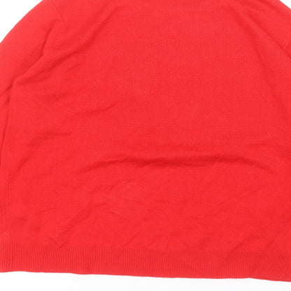 Primark Womens Red Round Neck  Acrylic Pullover Jumper Size M