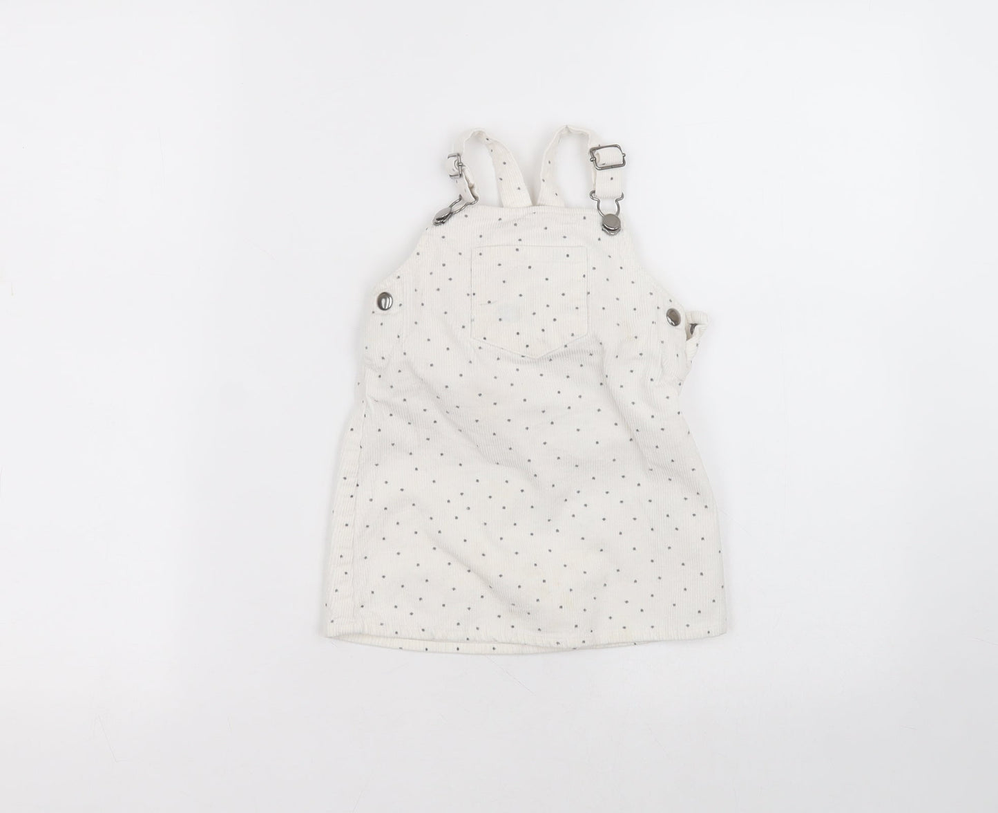 Primark Baby White Polka Dot Cotton A-Line  Size 18-24 Months  Square Neck