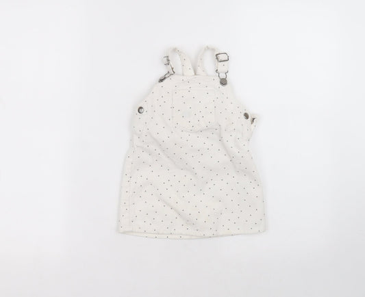 Primark Baby White Polka Dot Cotton A-Line  Size 18-24 Months  Square Neck