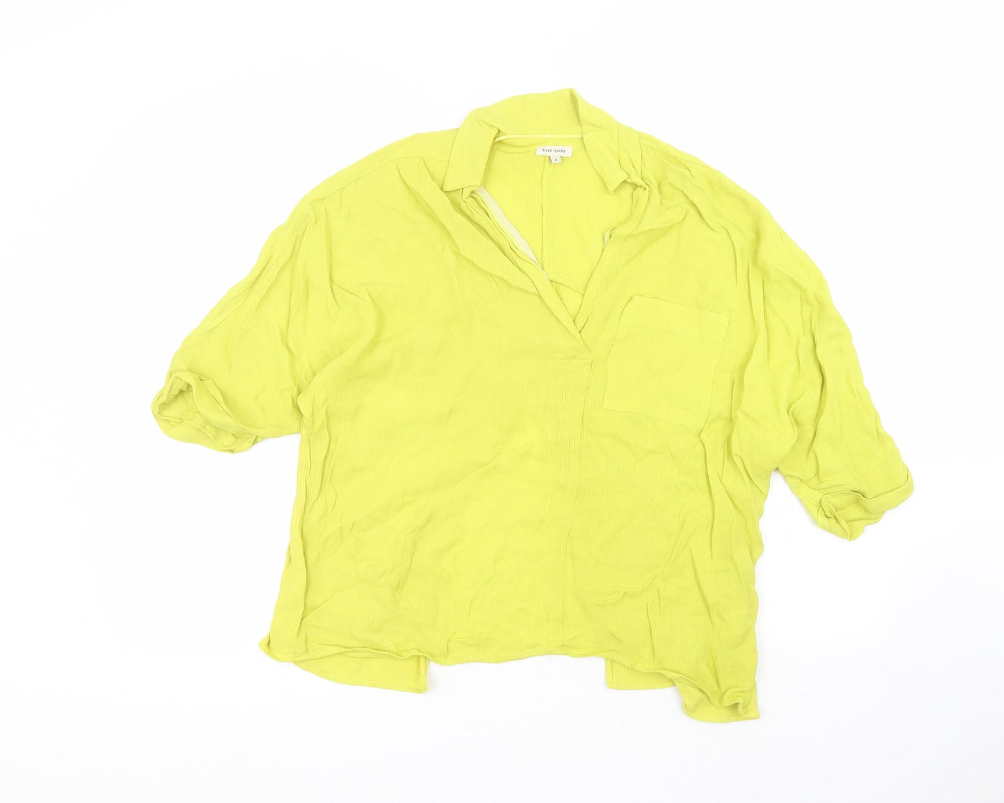 Womens UK Size 6 River Island Green Basic Blouse