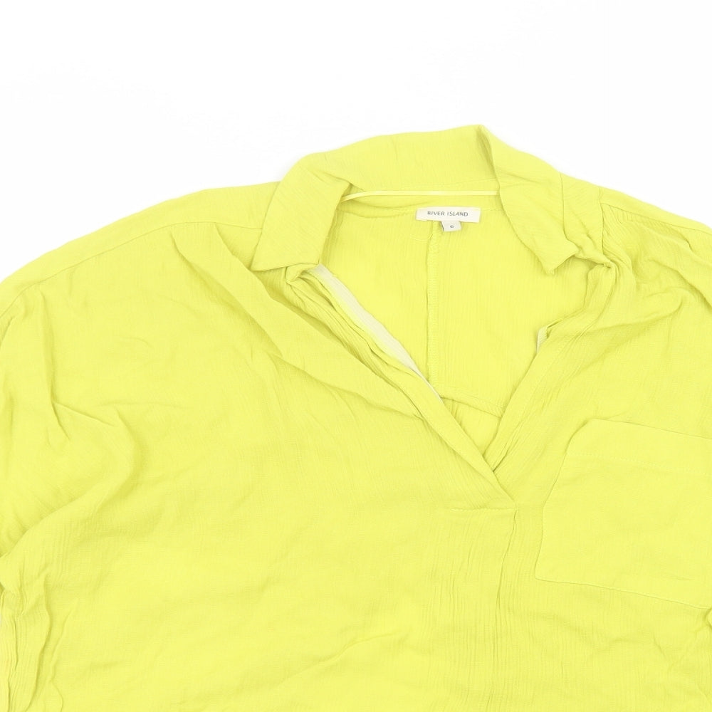 Womens UK Size 6 River Island Green Basic Blouse