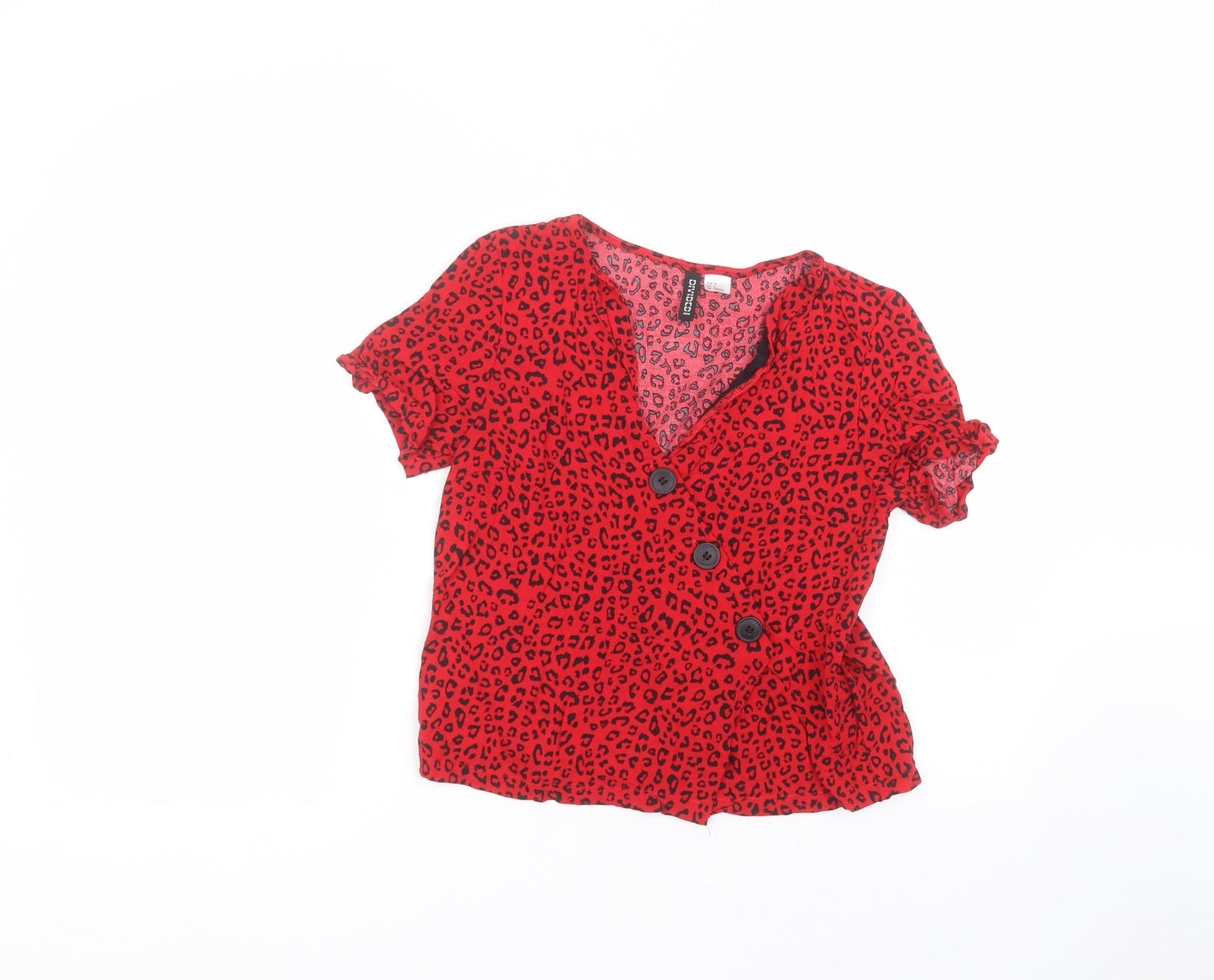 Womens UK Size 8 H&M Red Basic T-Shirt