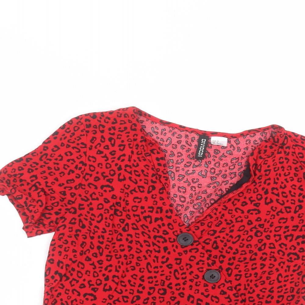 Womens UK Size 8 H&M Red Basic T-Shirt