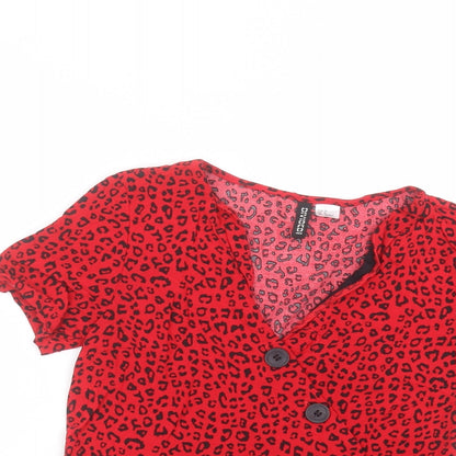 Womens UK Size 8 H&M Red Basic T-Shirt