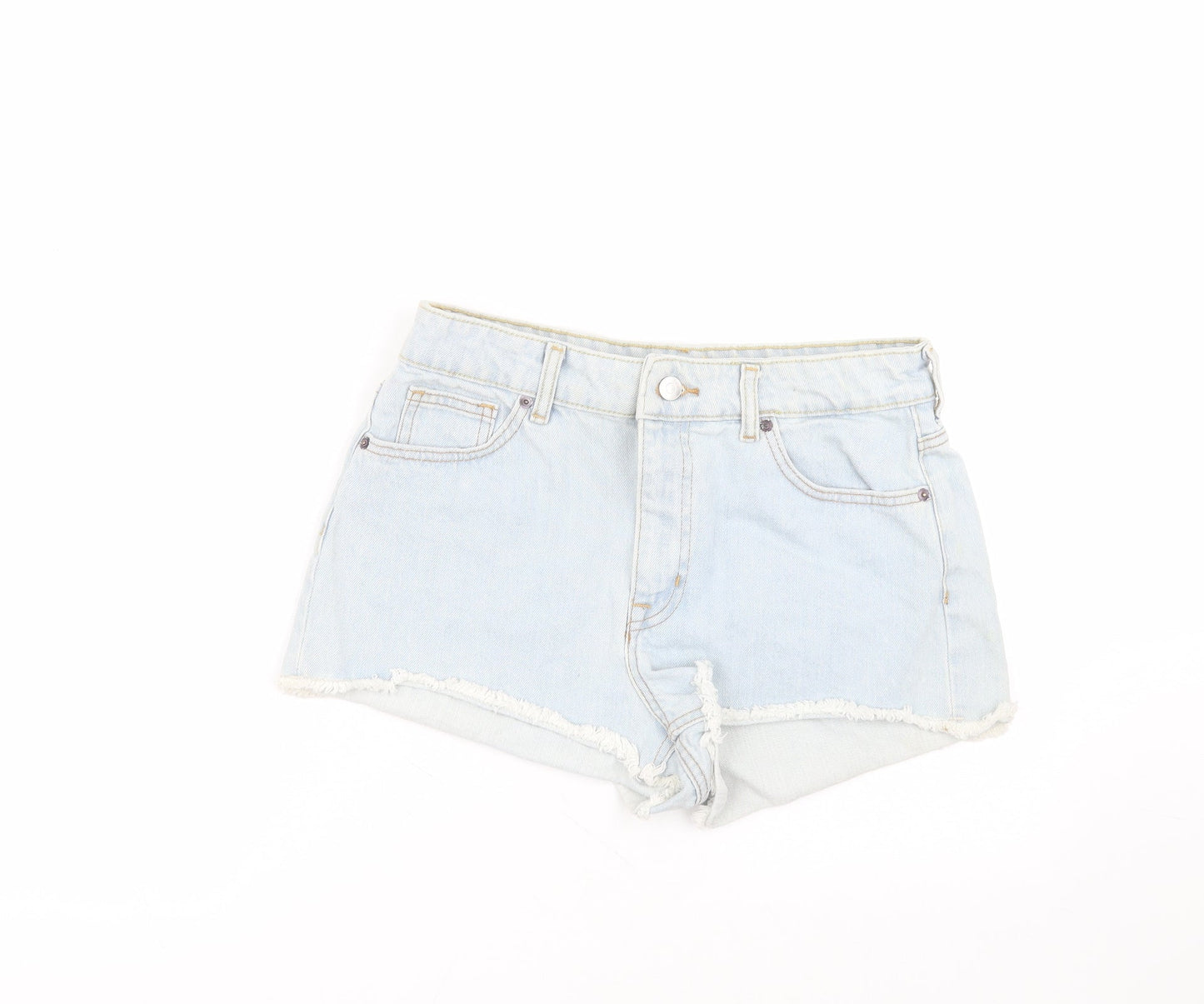 H&M Womens Blue  Cotton Cut-Off Shorts Size 12  Regular