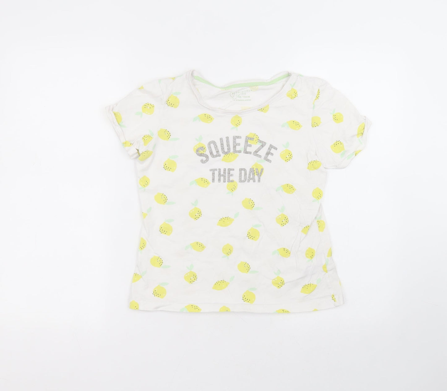 Primark Girls White  Cotton Basic T-Shirt Size 11-12 Years Round Neck