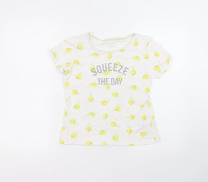 Primark Girls White  Cotton Basic T-Shirt Size 11-12 Years Round Neck