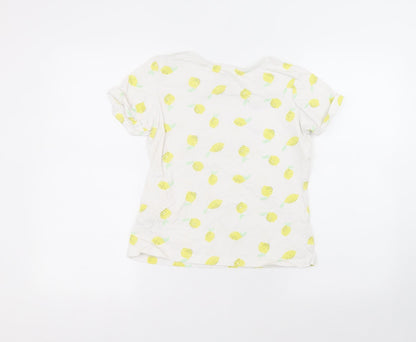 Primark Girls White  Cotton Basic T-Shirt Size 11-12 Years Round Neck