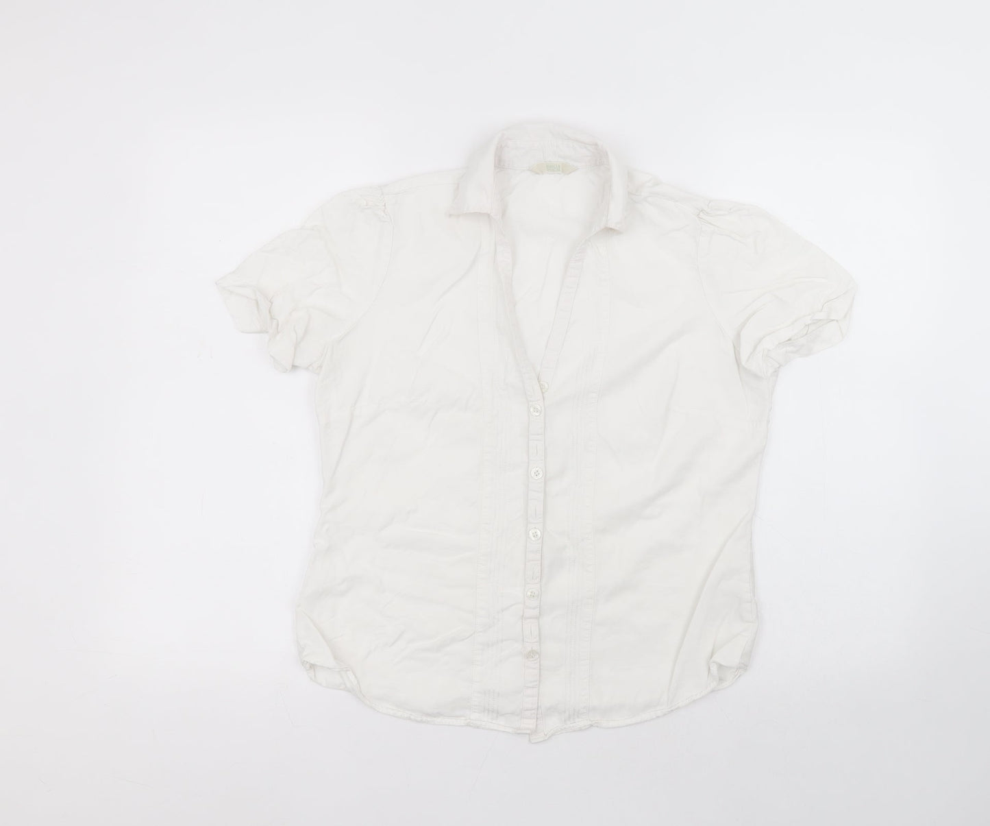 Womens UK Size 12 Marks and Spencer White Basic Button-Up