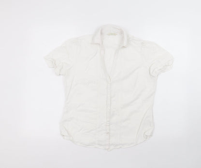Womens UK Size 12 Marks and Spencer White Basic Button-Up