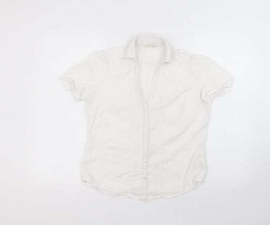Womens UK Size 12 Marks and Spencer White Basic Button-Up
