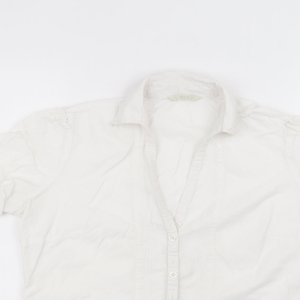 Womens UK Size 12 Marks and Spencer White Basic Button-Up