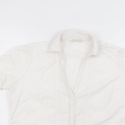 Womens UK Size 12 Marks and Spencer White Basic Button-Up
