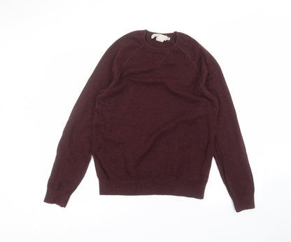 H&M Mens Red Round Neck  Cotton Pullover Jumper Size M