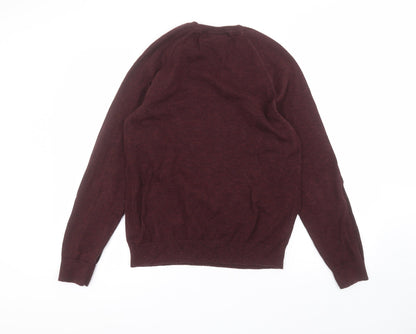 H&M Mens Red Round Neck  Cotton Pullover Jumper Size M