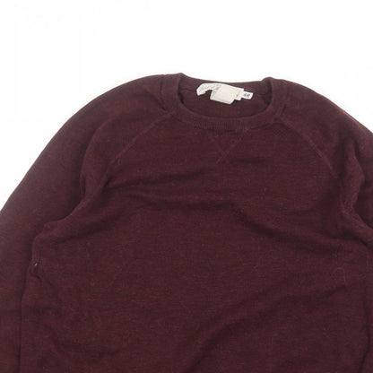H&M Mens Red Round Neck  Cotton Pullover Jumper Size M