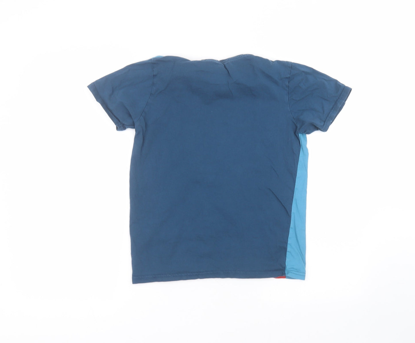 George Boys Blue Striped Cotton Basic T-Shirt Size 12-13 Years Roll Neck