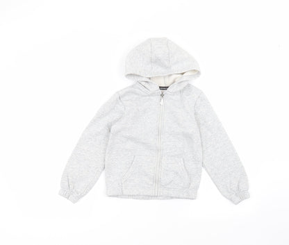 JEFF & CO Girls Grey  Cotton Full Zip Hoodie Size 7-8 Years