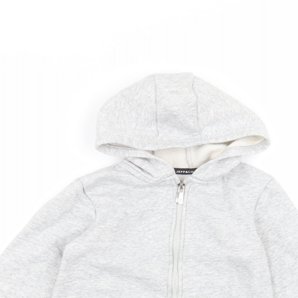 JEFF & CO Girls Grey  Cotton Full Zip Hoodie Size 7-8 Years