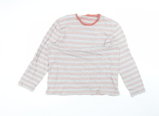 F&F Womens Grey Striped Cotton Basic T-Shirt Size XL Round Neck