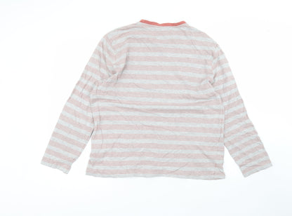 F&F Womens Grey Striped Cotton Basic T-Shirt Size XL Round Neck