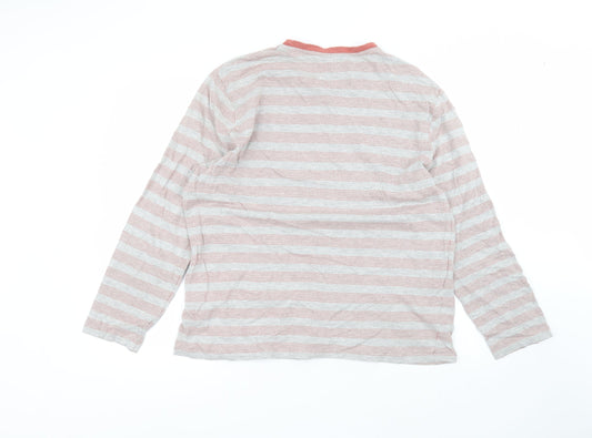 F&F Womens Grey Striped Cotton Basic T-Shirt Size XL Round Neck