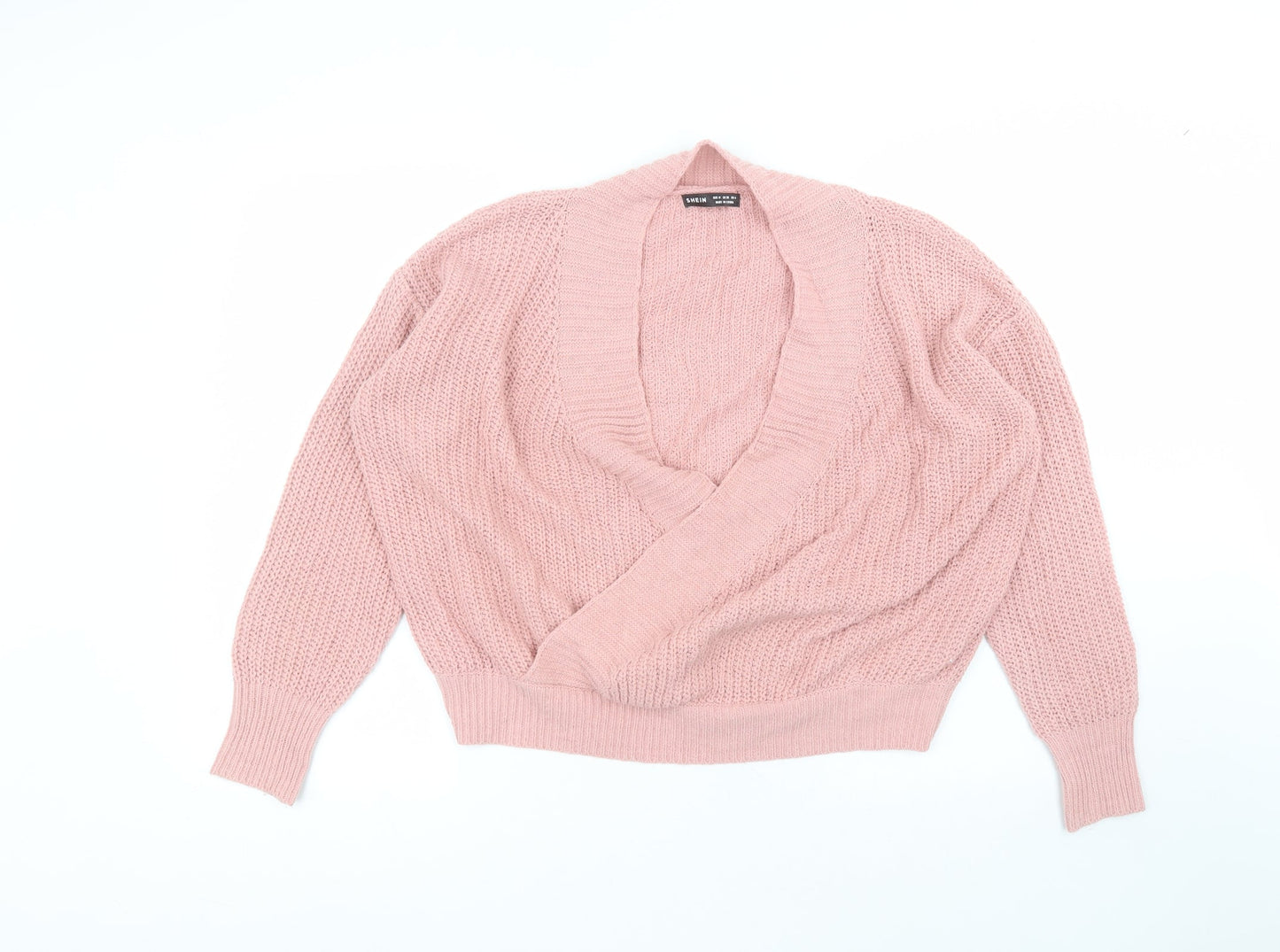SheIn Womens Pink Round Neck  Polyester Pullover Jumper Size M