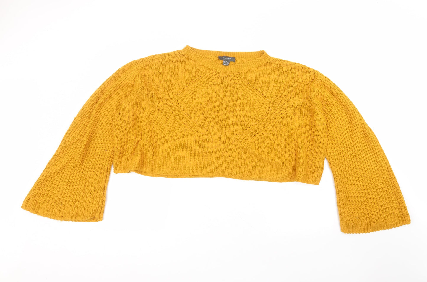 Primark Womens Yellow Round Neck  Acrylic Pullover Jumper Size L