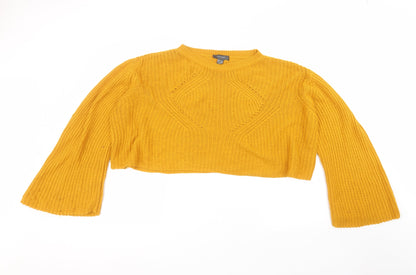 Primark Womens Yellow Round Neck  Acrylic Pullover Jumper Size L