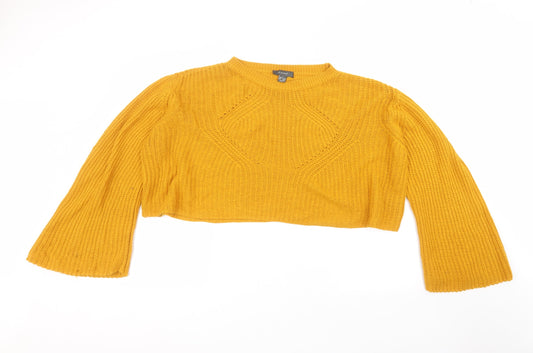 Primark Womens Yellow Round Neck  Acrylic Pullover Jumper Size L