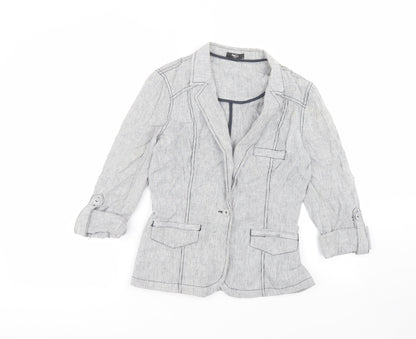 M&Co Womens White Striped  Jacket  Size 8