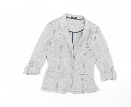 M&Co Womens White Striped  Jacket  Size 8