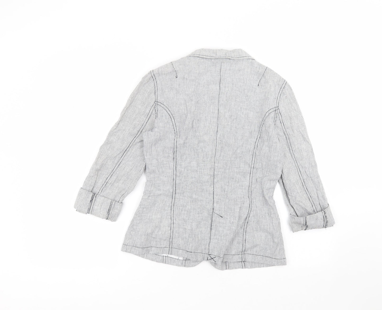 M&Co Womens White Striped  Jacket  Size 8