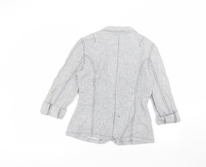 M&Co Womens White Striped  Jacket  Size 8