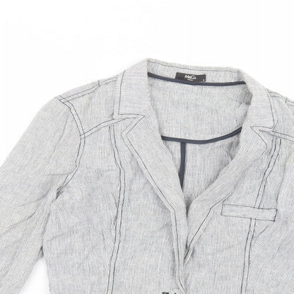 M&Co Womens White Striped  Jacket  Size 8