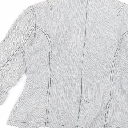 M&Co Womens White Striped  Jacket  Size 8