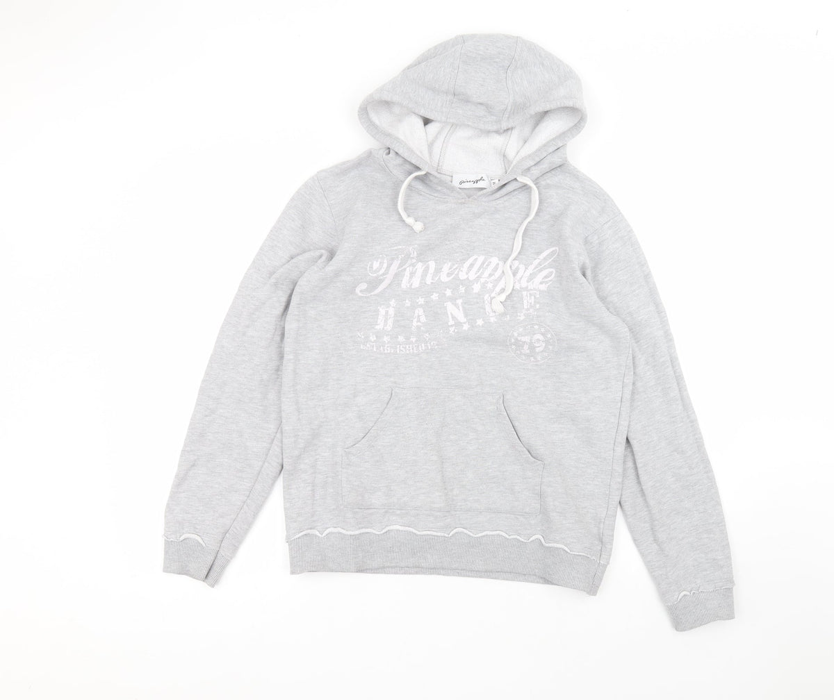 Front view of Pineapple women’s grey cotton pullover hoodie, size M