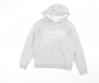 Front view of Pineapple women’s grey cotton pullover hoodie, size M