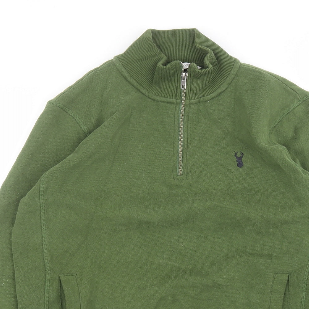 NEXT Mens Green Round Neck  Cotton Pullover Jumper Size S