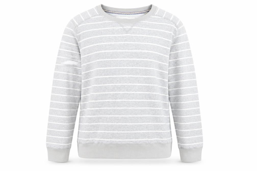 Front view of Debenhams women’s grey round neck striped cotton jumper, size XL