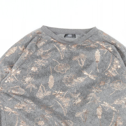 F&F Womens Grey Round Neck  Polyester Pullover Jumper Size S