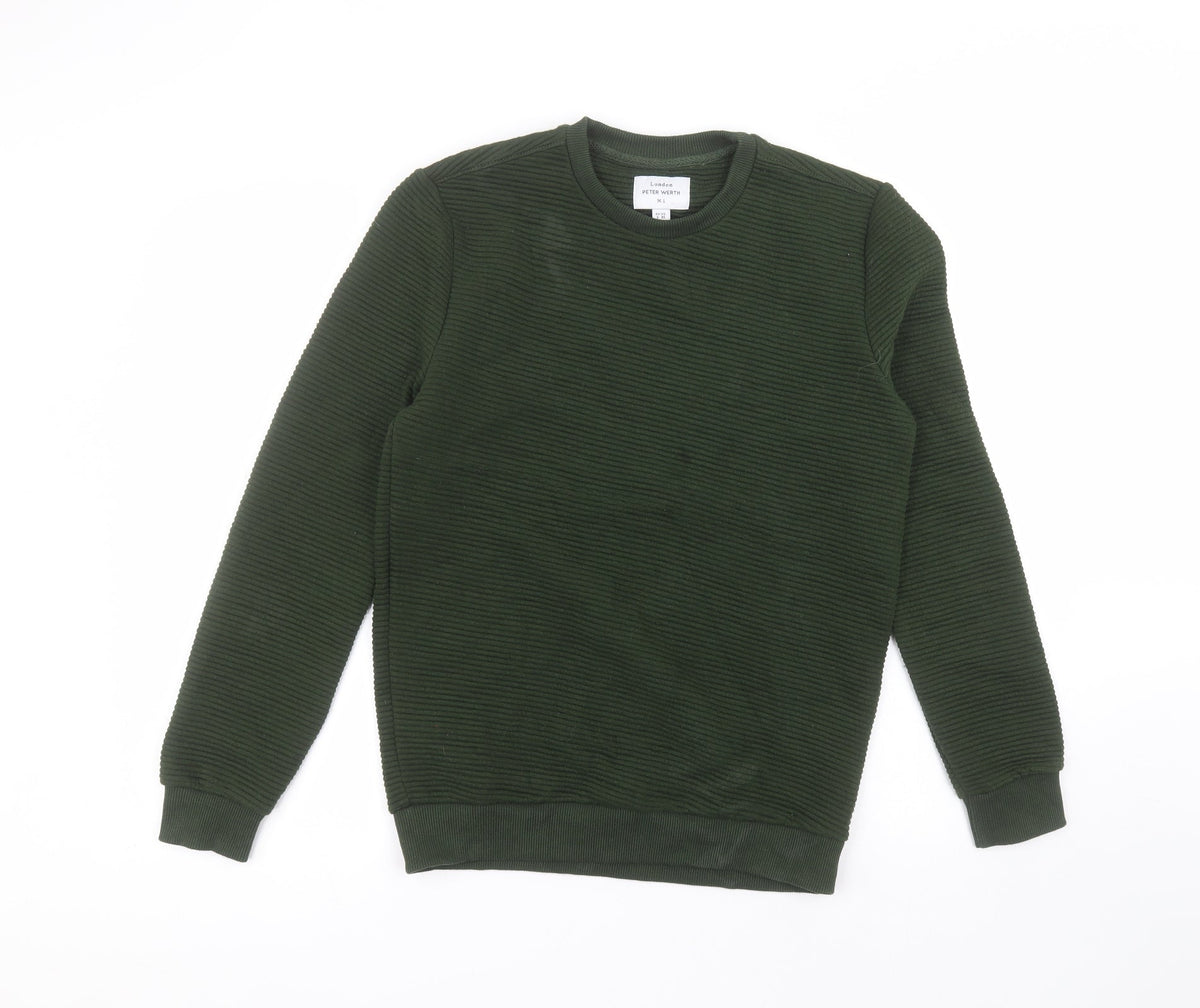 Additional front view of Peter Werth women’s green round neck polyester jumper, size S