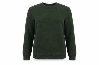 Front view of Peter Werth women’s green round neck polyester jumper, size S