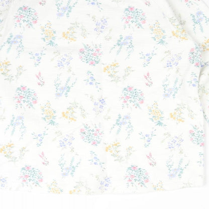 NEXT Womens White Floral Cotton Basic T-Shirt Size 6 Crew Neck