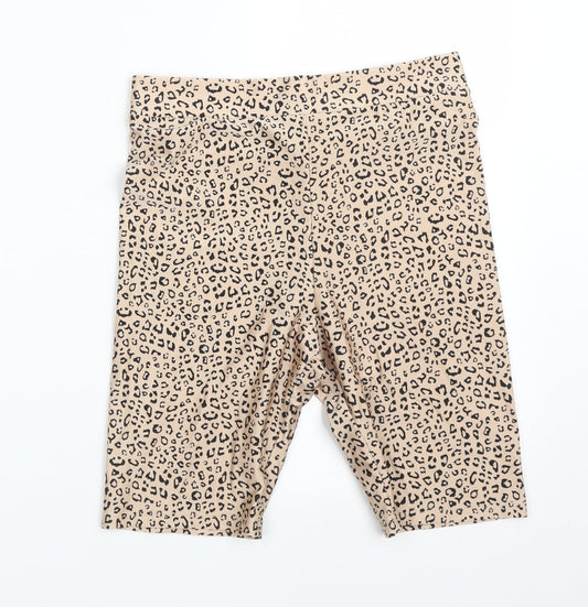 H&M Womens Multicoloured Animal Print Polyamide Biker Shorts Size S L8 in Regular