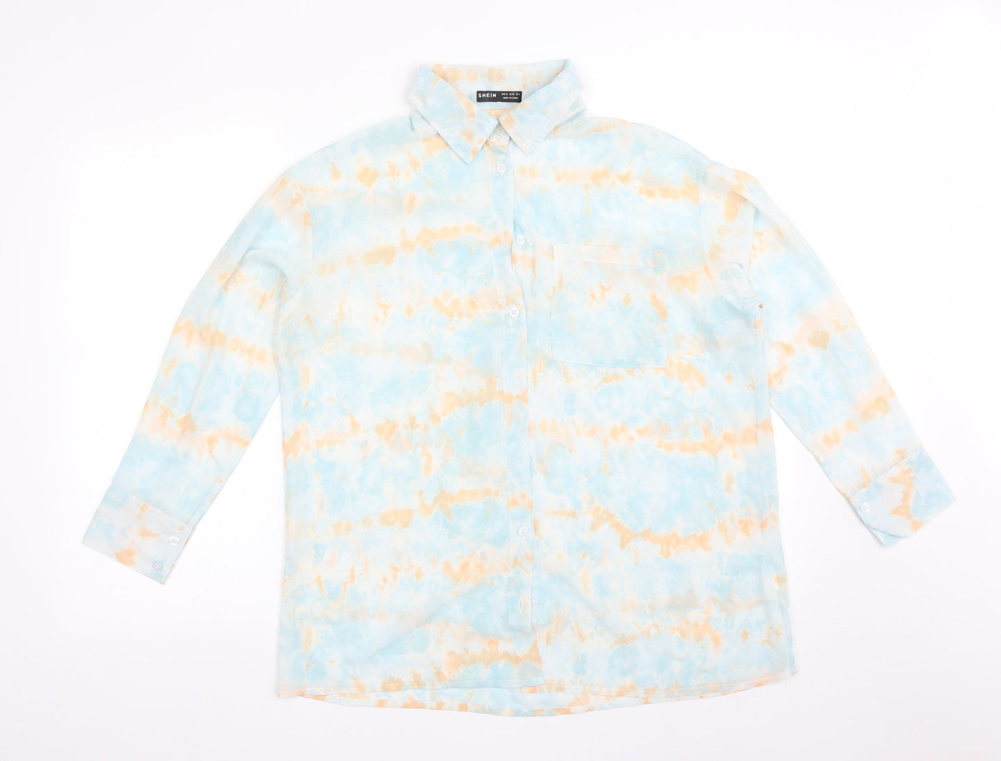 SheIn Womens Multicoloured  Polyester Basic Button-Up Size M Collared