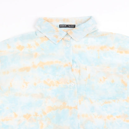 SheIn Womens Multicoloured  Polyester Basic Button-Up Size M Collared