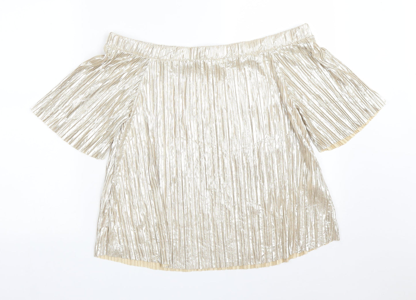 Womens UK Size 10 River Island Gold Basic T-Shirt