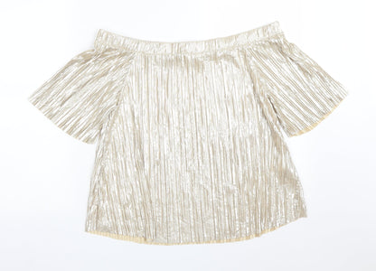 Womens UK Size 10 River Island Gold Basic T-Shirt